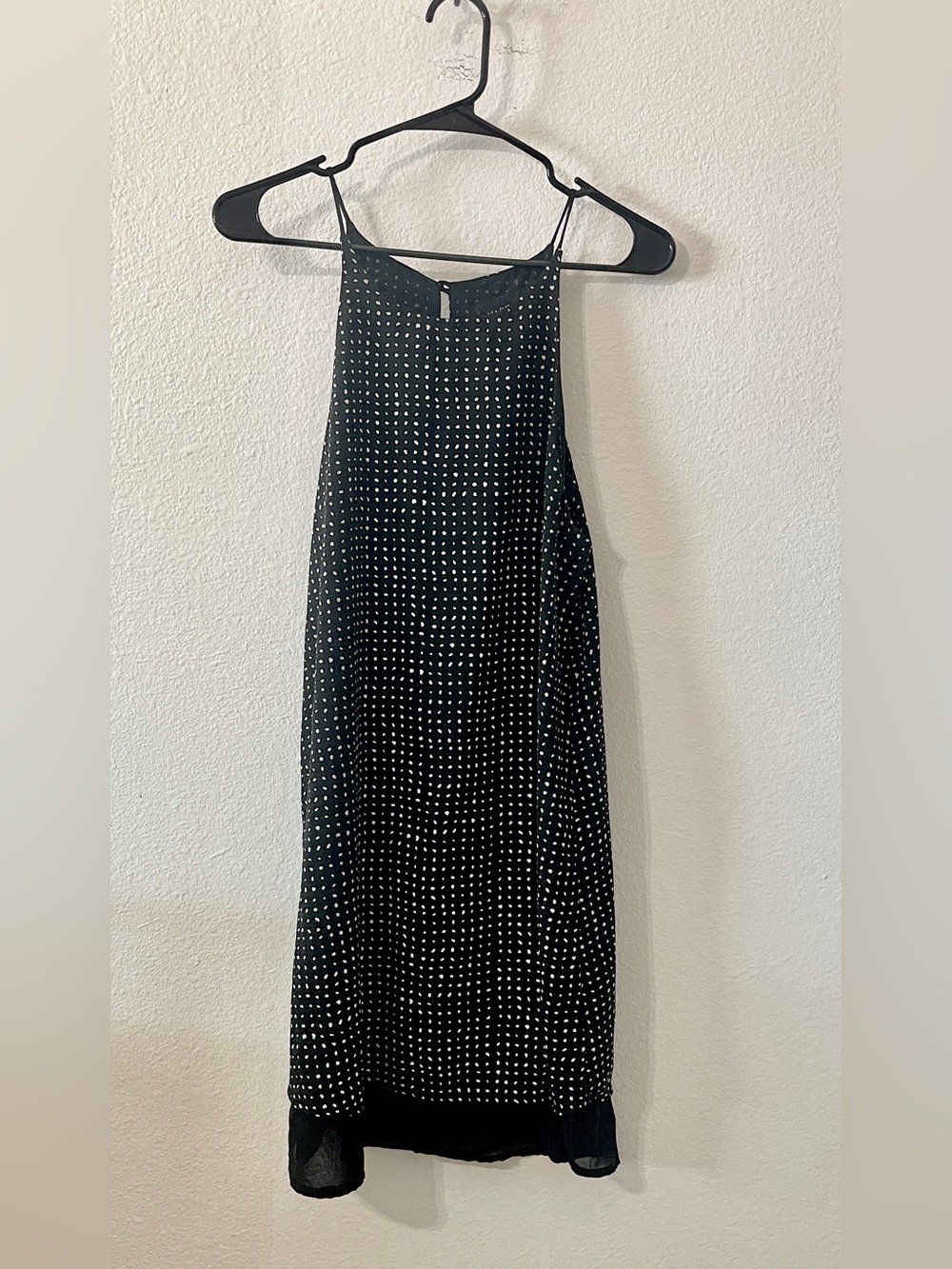 Retro Sleeveless Polka Dot Keyhole Shift Midi Dress | Black & White | Size Small